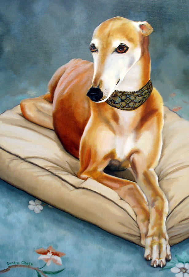 Dog Painting - Rescued Greyhound by Sandra Chase