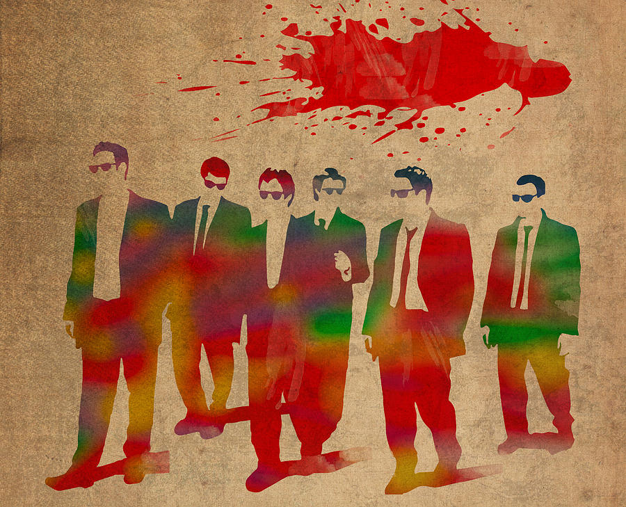 Reservoir Dogs Mixed Media - Reservoir Dogs Movie Minimal Silhouette Watercolor Painting by Design Turnpike