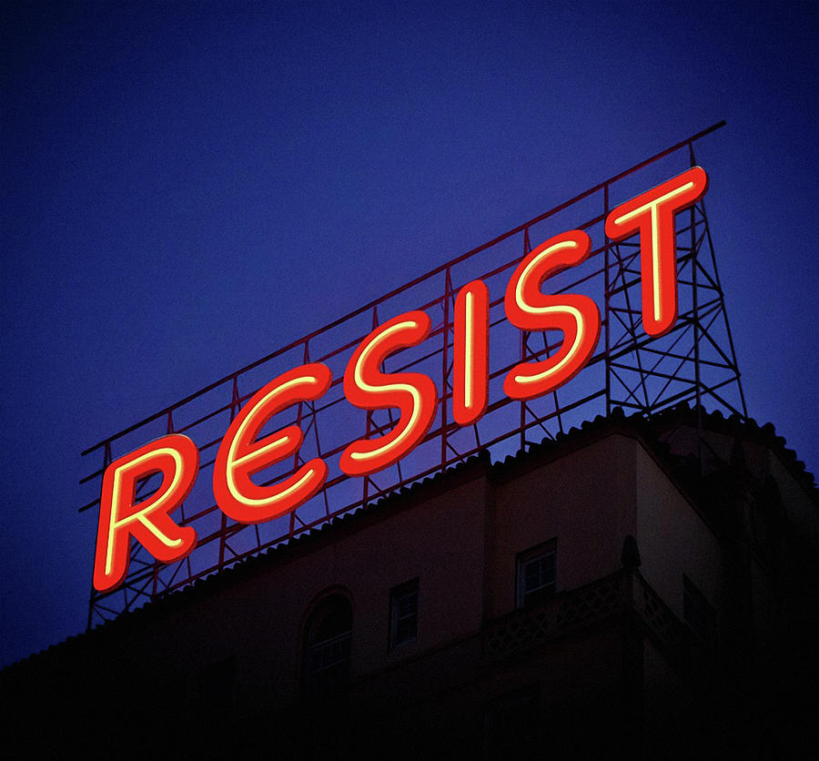 Resistance Neon Lights Photograph by Susan Maxwell Schmidt