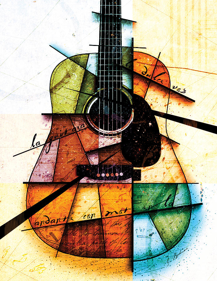 Guitar Digital Art - Resonancia En Colores by Gary Bodnar Guitar Digital Art - Resonancia En Colores by Gary Bodnar