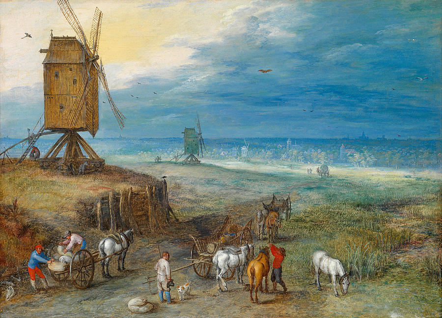 Rest by a Windmill Painting by Jan Brueghel the Elder