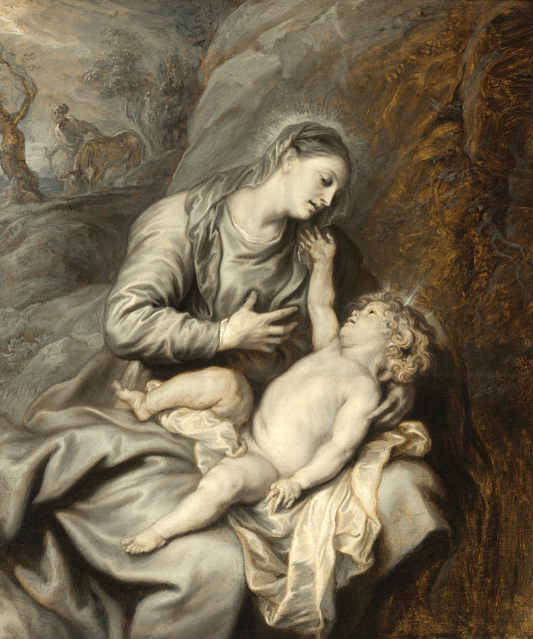 Rest on the Flight into Egypt Painting by Anthony van Dyck