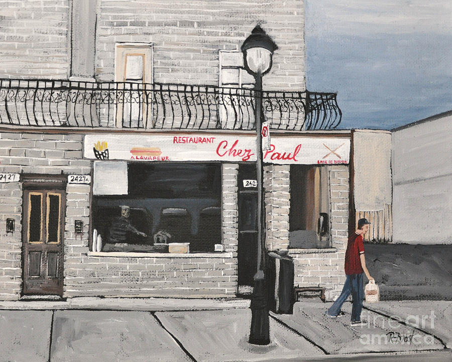 Restaurant Chez Paul Pointe St. Charles Painting by Reb Frost
