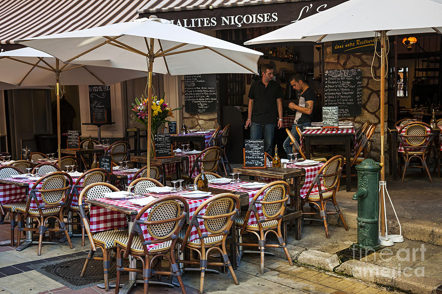 Restaurant on Rue Pairoliere in Nice Photograph by Elena Elisseeva