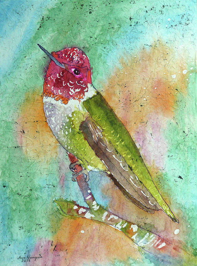 Resting Annas Hummingbird Painting by Ann Nunziata
