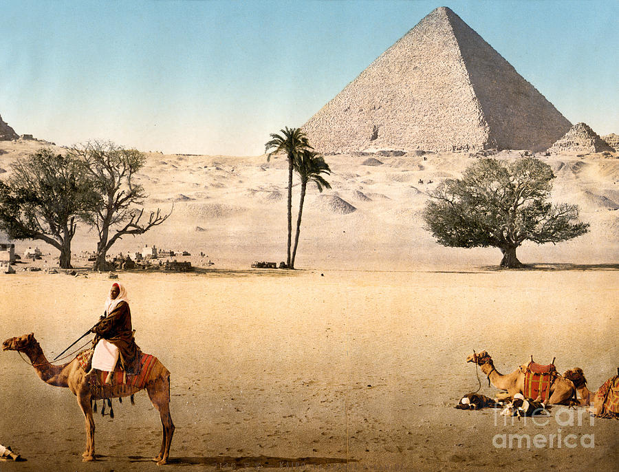 Resting Bedouins and the Grand Pyramid Painting by Celestial Images
