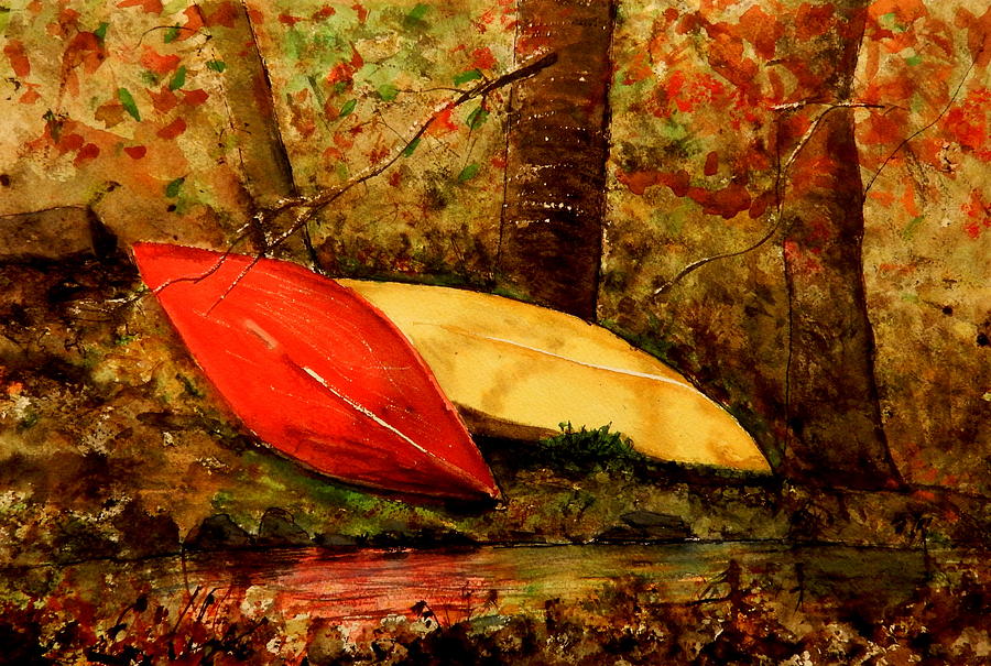 Resting Canoes Painting by Betty-Anne McDonald