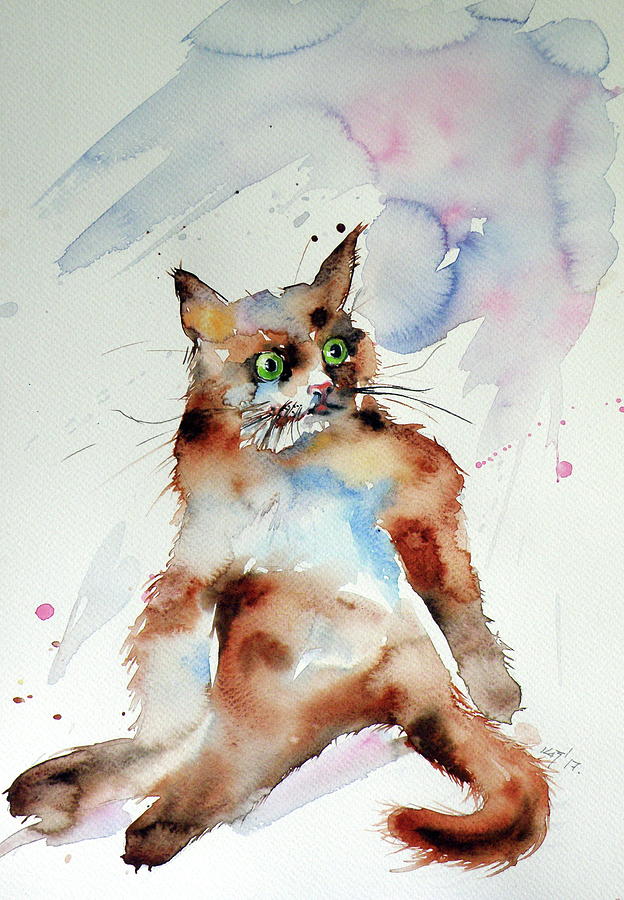 Resting cat Painting by Kovacs Anna Brigitta