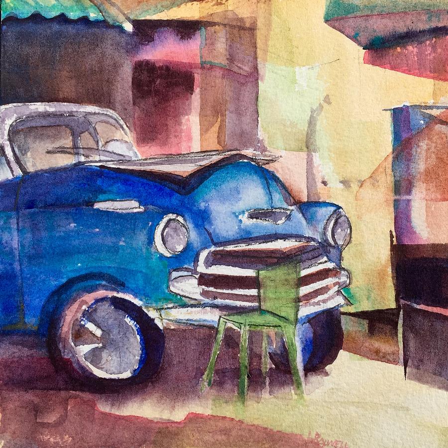 Havana Painting - Resting Chevy with Green Chair by Lynne Bolwell