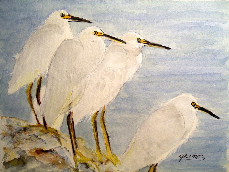 Resting Egrets Painting by Carol Grimes