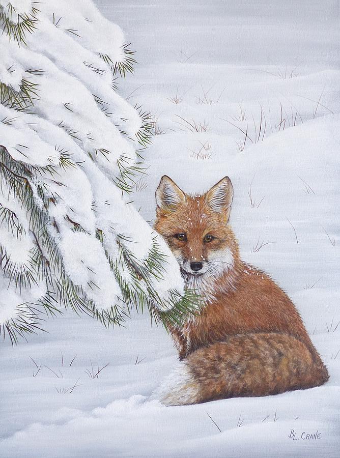 Resting in the snow Painting by Bobbie Crane