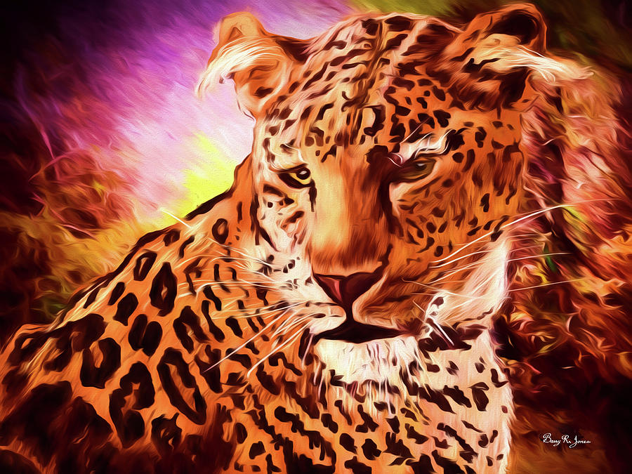 Resting Leopard Digital Art by Barry Jones