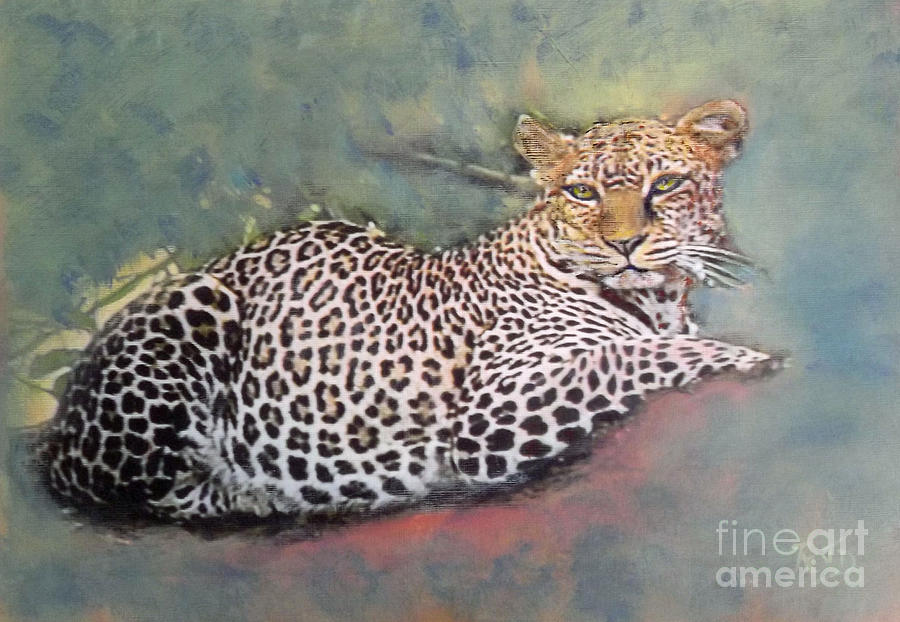 Resting Leopard Painting by Richard James Digance