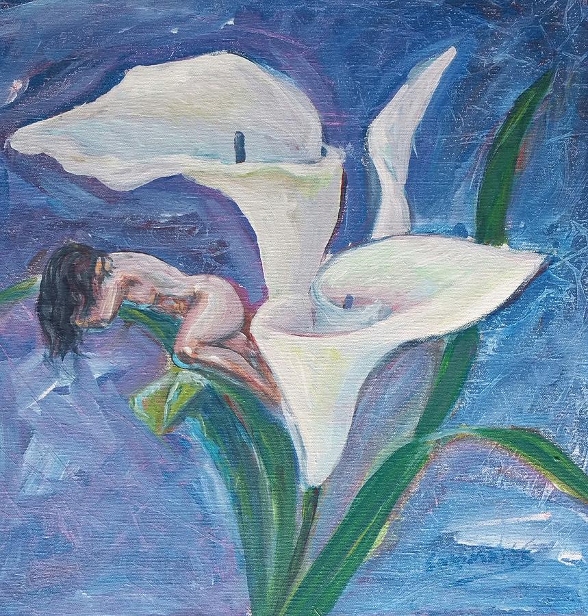 Resting Lily Muse Painting by Gladiola Sotomayor
