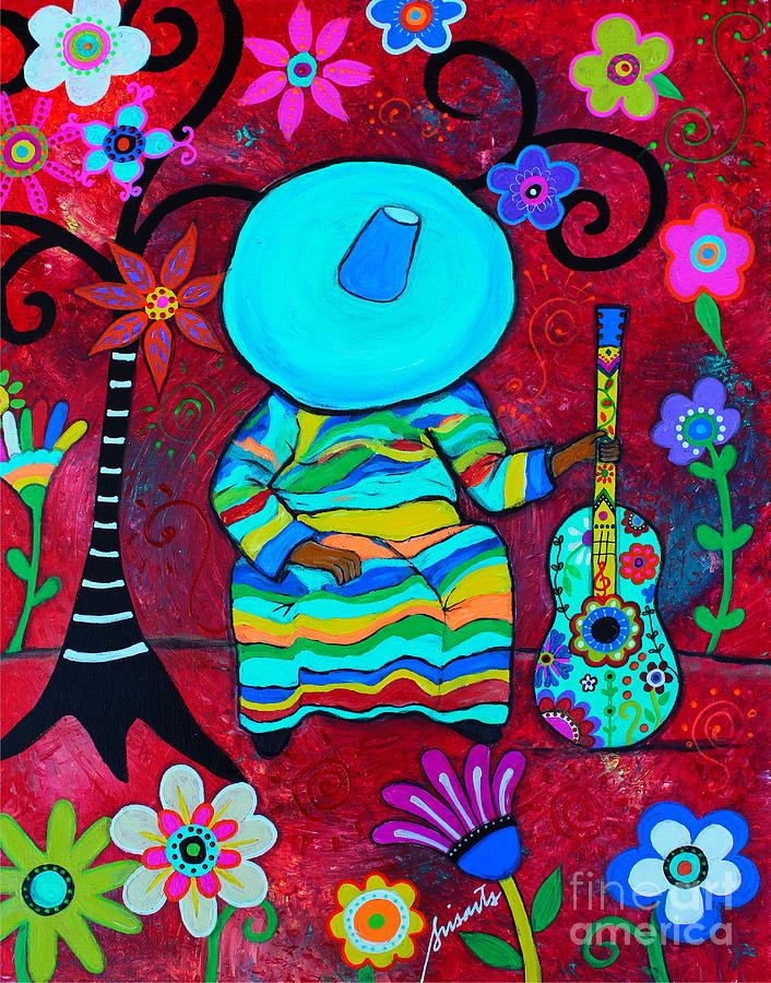 Guitar Still Life Painting - Resting Mariachi by Pristine Cartera Turkus