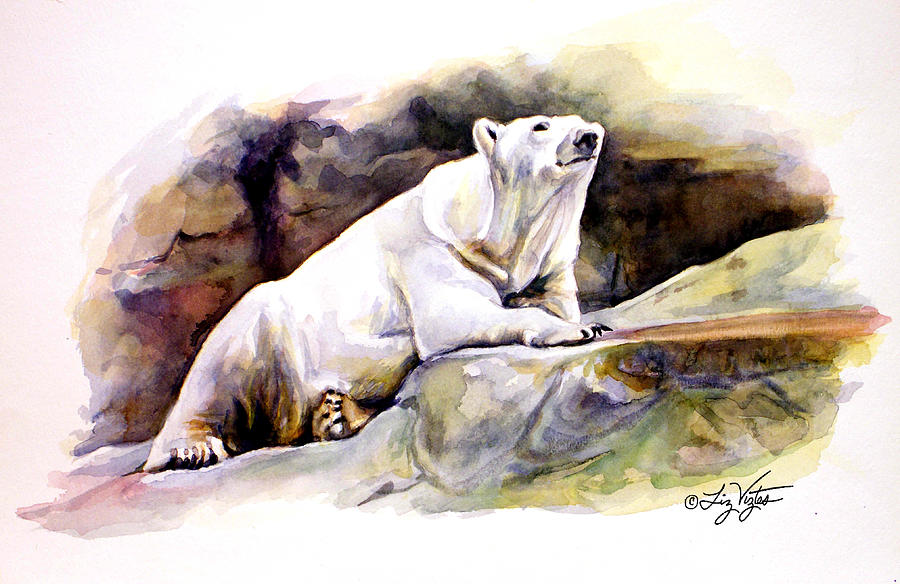 Resting Polar Bear Painting by Liz Viztes