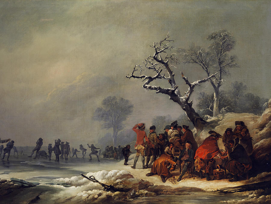 Resting society in wintry enjoyment Painting by Philip James de Loutherbourg