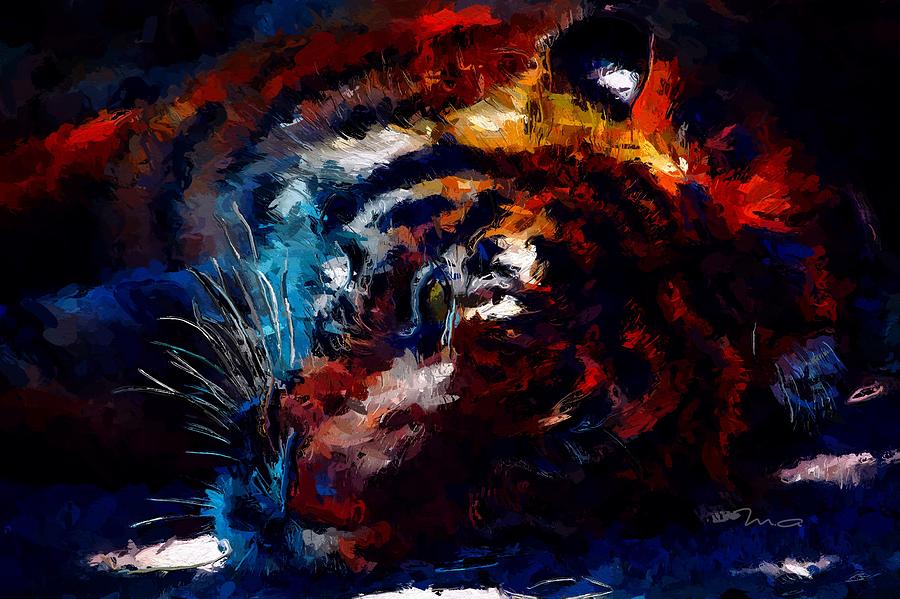 Cat Painting - Resting Tiger by Mark Taylor