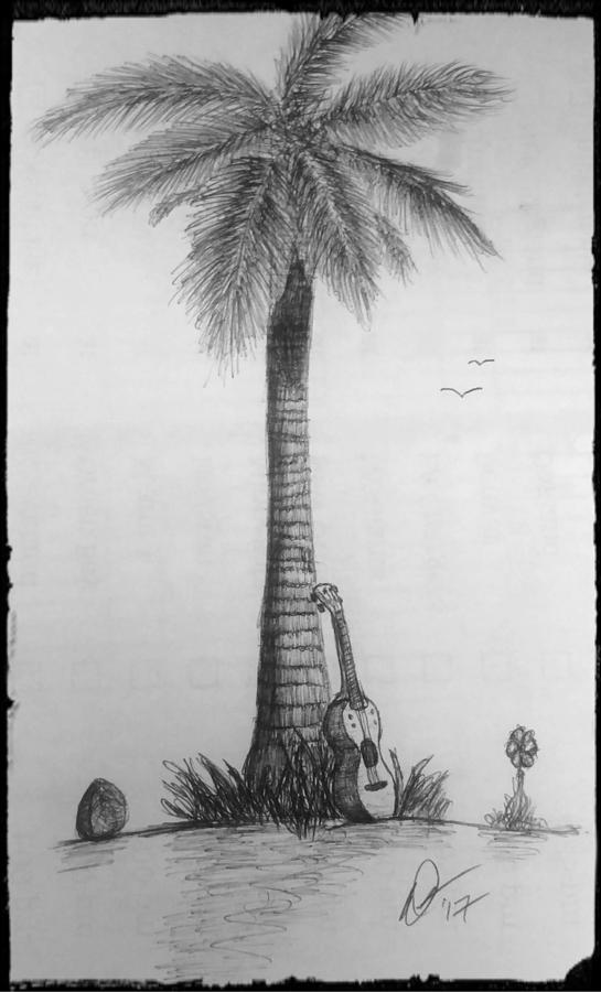Resting under a Palm Tree Drawing by Damian Orchard