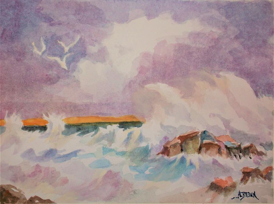 Restless Sea at Sunset Painting by Al Brown