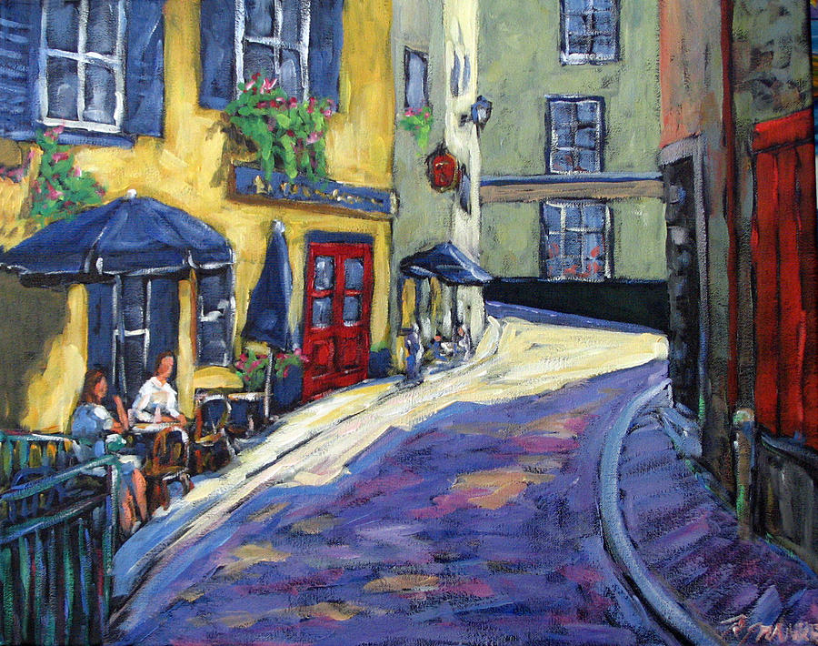 Resto Le Cochon Dingue  in old Quebec Painting by Richard T Pranke