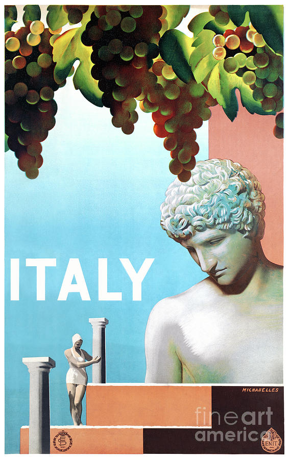 Vintage Mixed Media - Restored Italy Vintage Travel Poster by Vintage Treasure