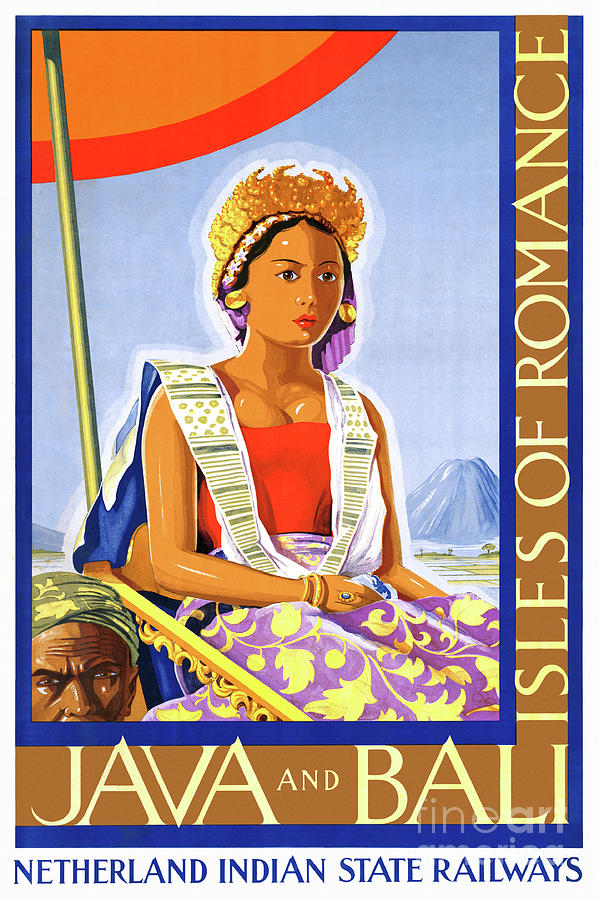 Vintage Mixed Media - Restored Java and Bali Vintage Travel Poster by Vintage Treasure