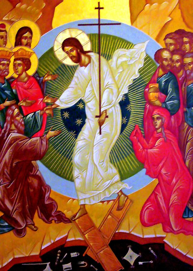 Resurrection and the Cross Painting by Munir Alawi