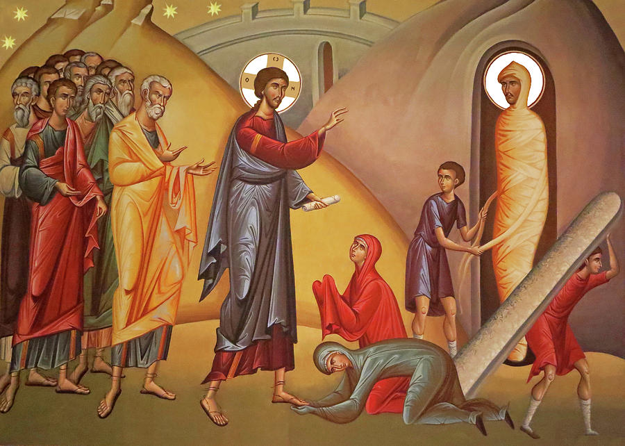 Byzantine Painting - Resurrection of Lazarus by Munir Alawi