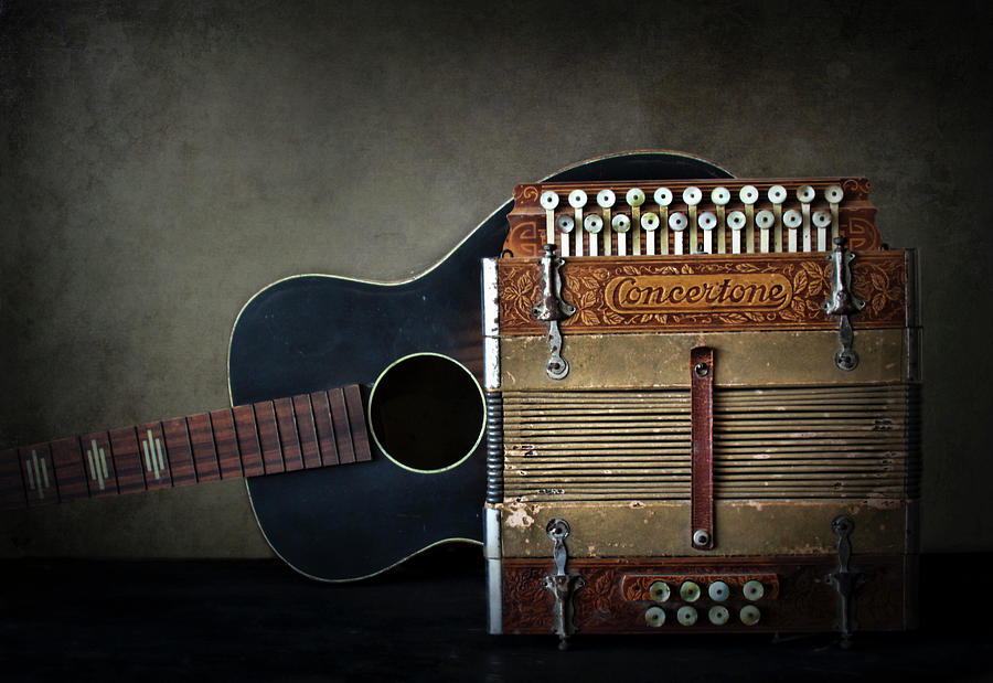 Retired Guitar and Accordian Photograph by David and Carol Kelly