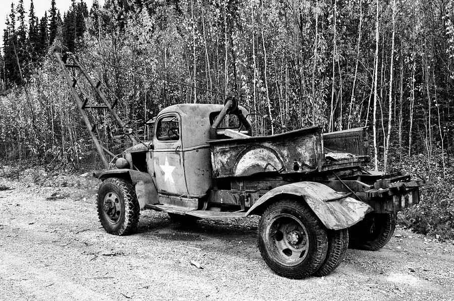 Retired Military Truck 2 - Monochrome Photograph by Cathy Mahnke