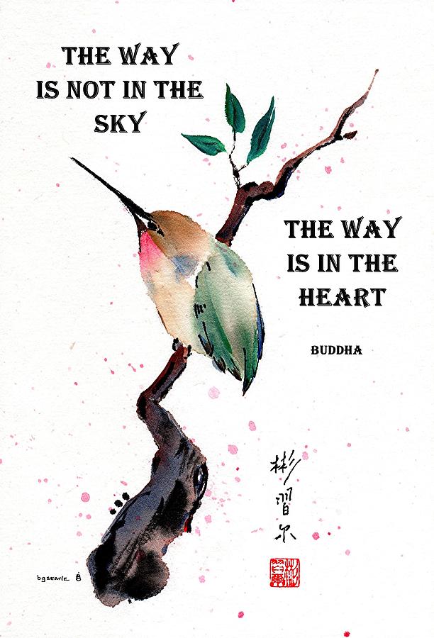 Retreat with Buddha quote Painting by Bill Searle