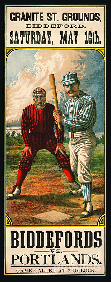 Hat Photograph - Retro Baseball Game Ad 1885 b by Padre Art
