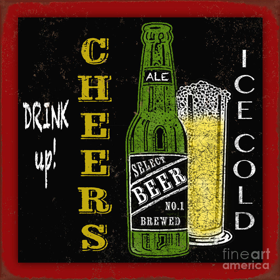 Retro Beer Sign-JP2915 Painting by Jean Plout