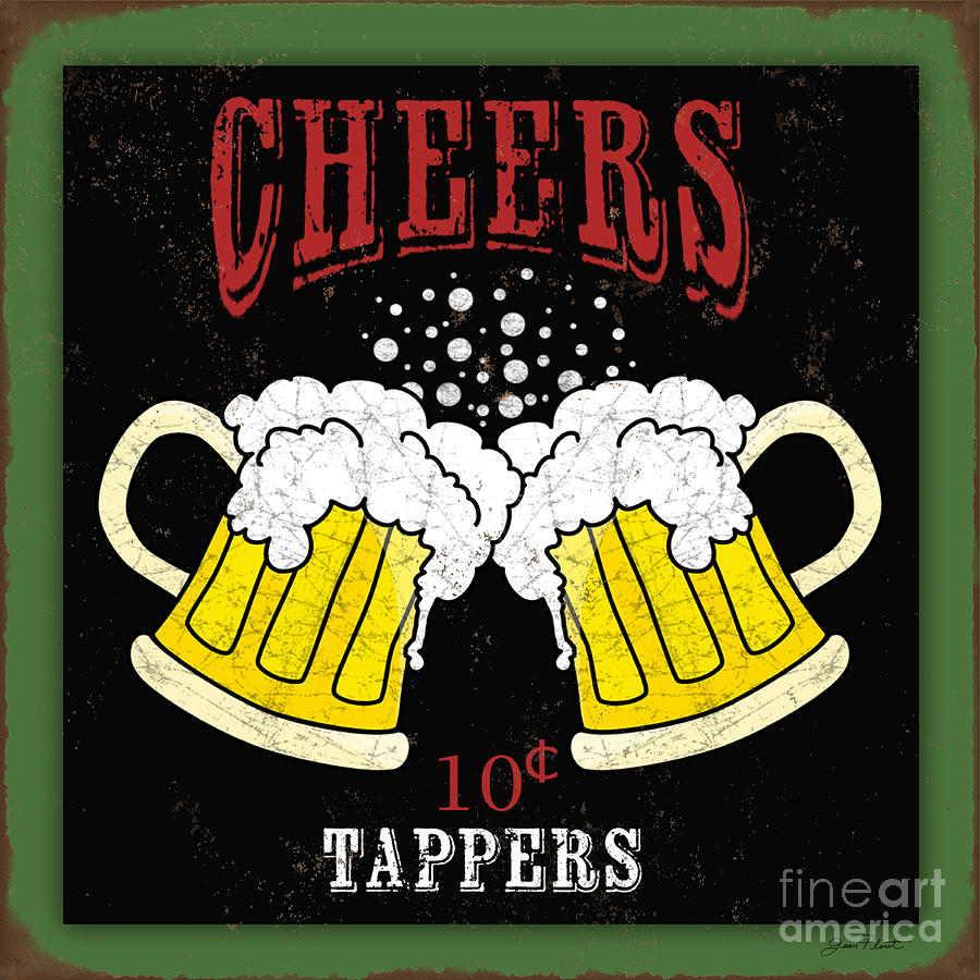 Retro Beer Sign-JP2916 Painting by Jean Plout