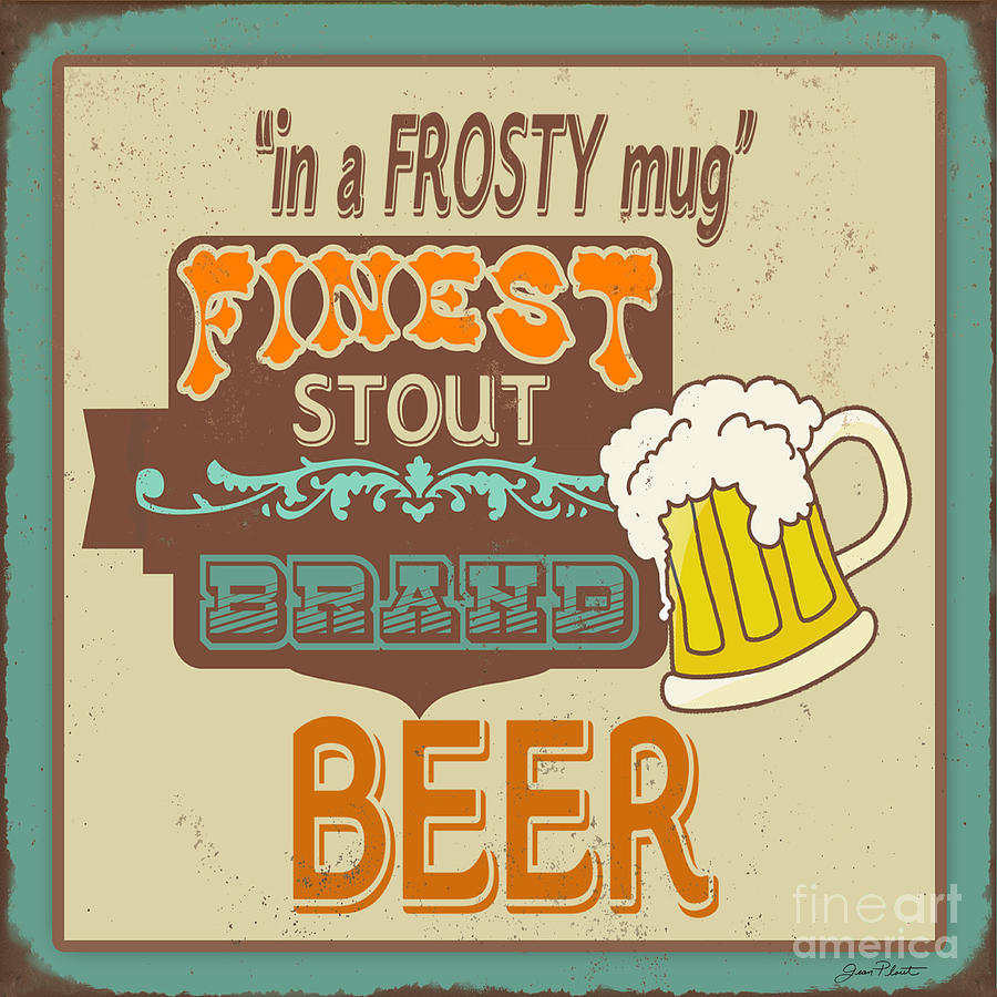 Retro Beer Sign-JP2917 Painting by Jean Plout