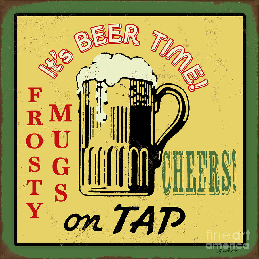 Retro Beer Sign-JP2931 Painting by Jean Plout