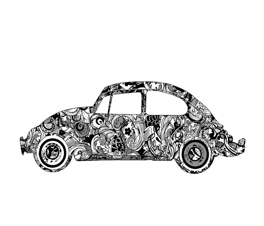 Retro Beetle Car 2 Digital Art by Bekim M