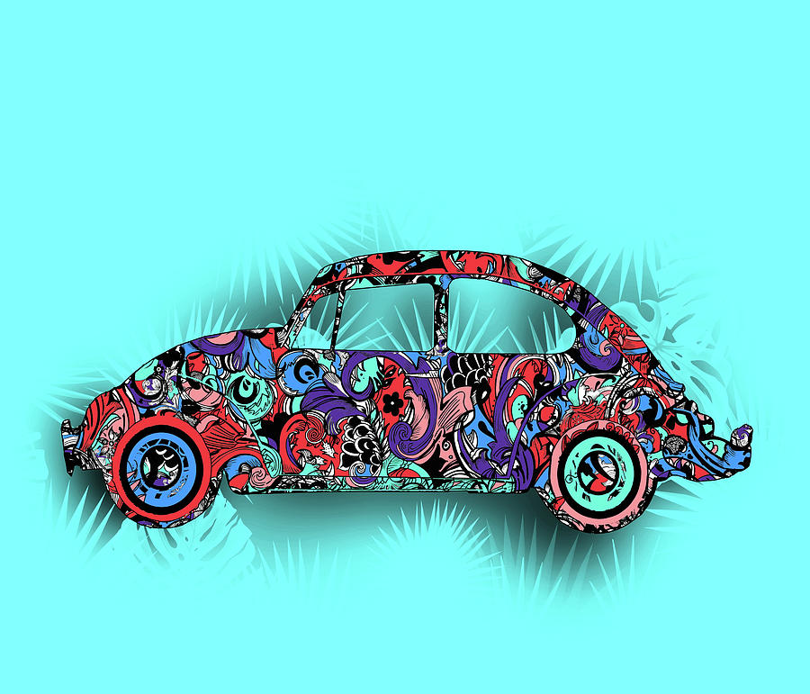 Retro Beetle Car 5 Digital Art