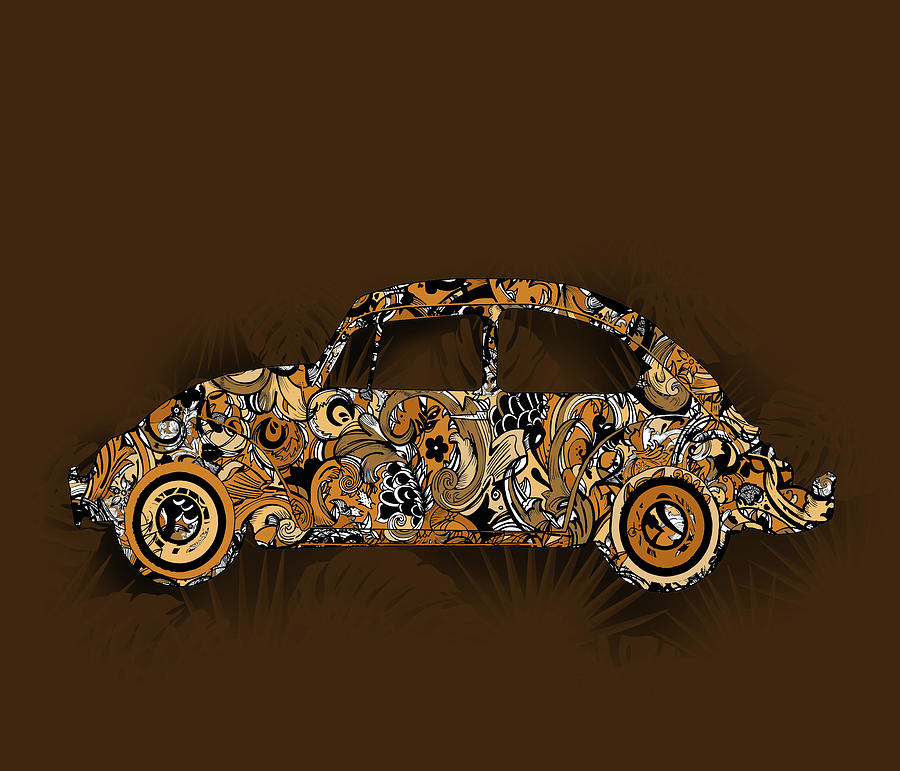 Retro Beetle Car 6 Digital Art