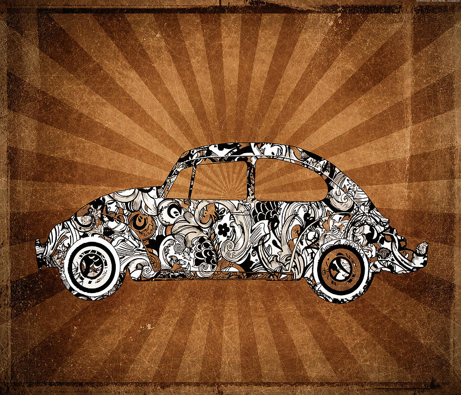 Retro Beetle Car Digital Art