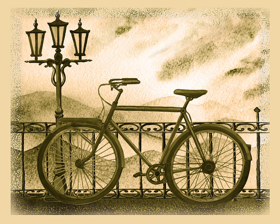 Retro Bicycle Painting by Irina Sztukowski