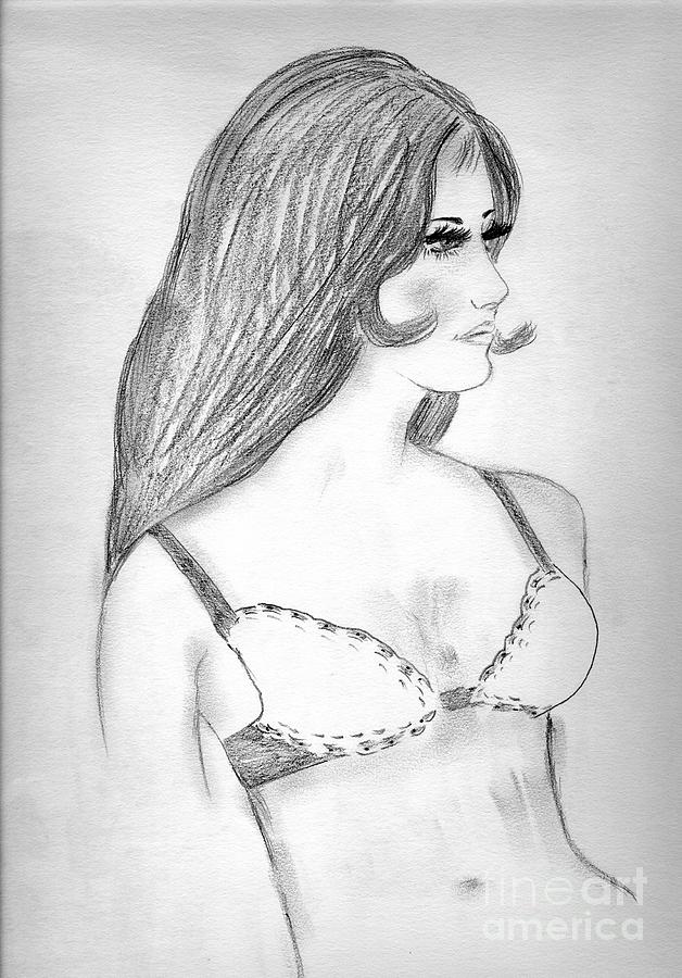 Retro Bikini Girl Drawing by Sonya Chalmers
