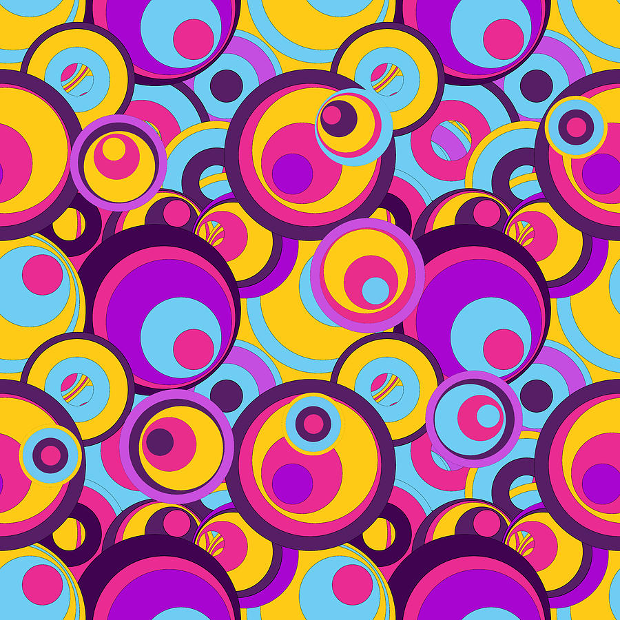 Retro Circles Groovy Colors Mixed Media by Gravityx9 Designs