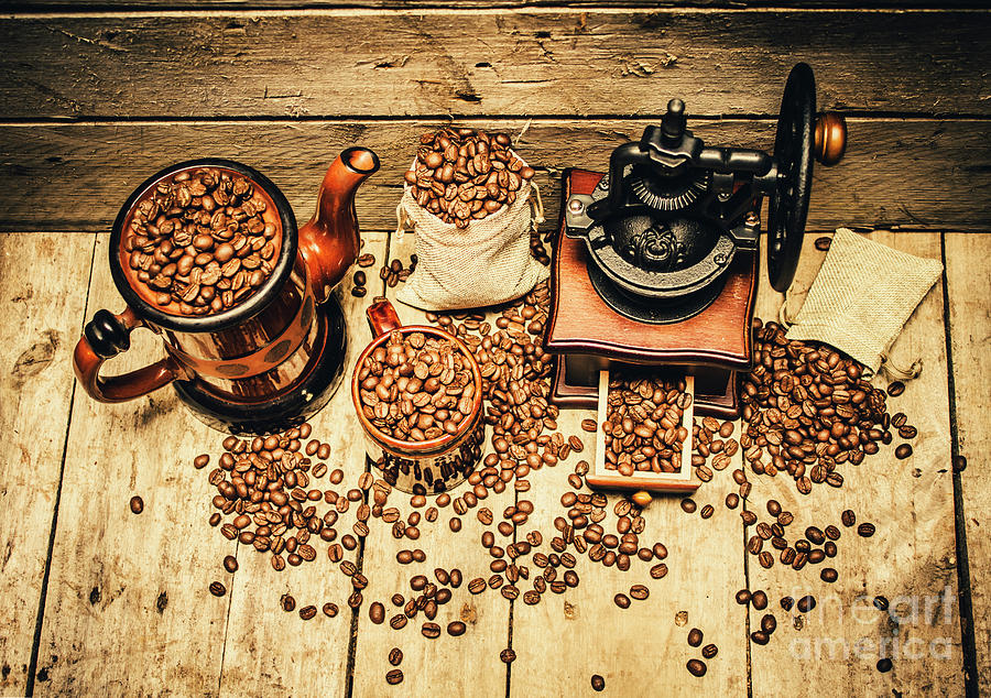 Coffee Photograph - Retro coffee bean mill by Jorgo Photography