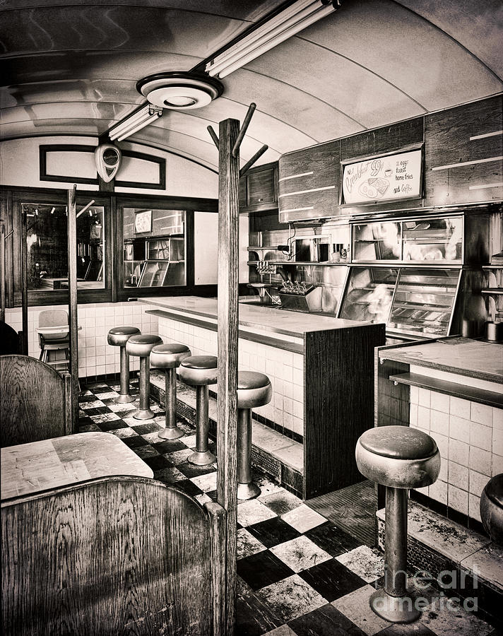 Checkerboard Floor Painting - Retro Fifties Diner by Mindy Sommers