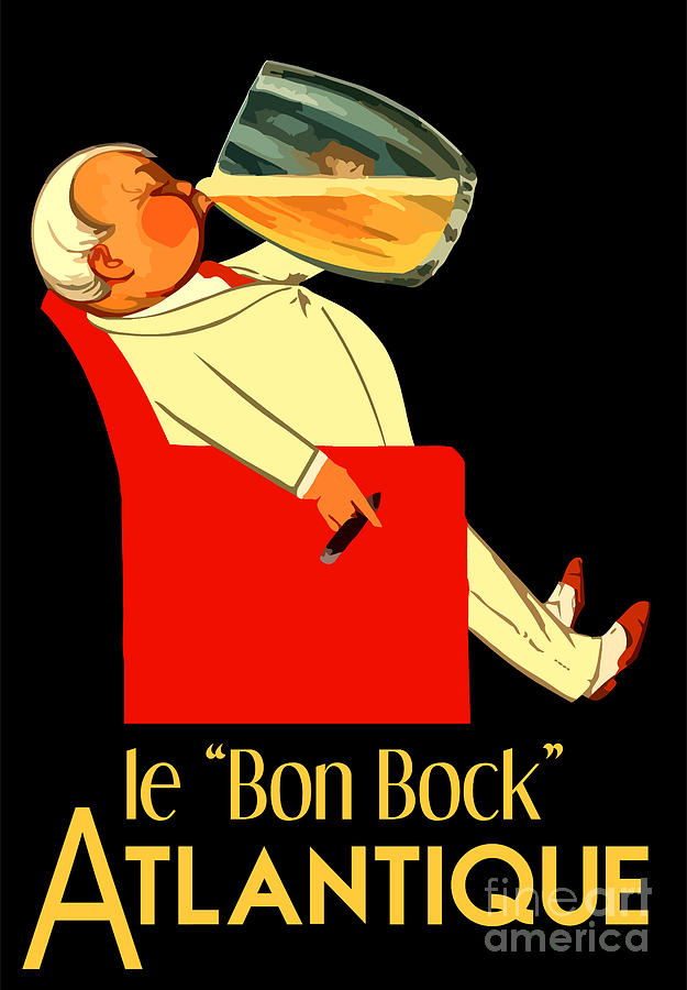 Retro French beer ad Le Bon Bock Digital Art by Heidi De Leeuw