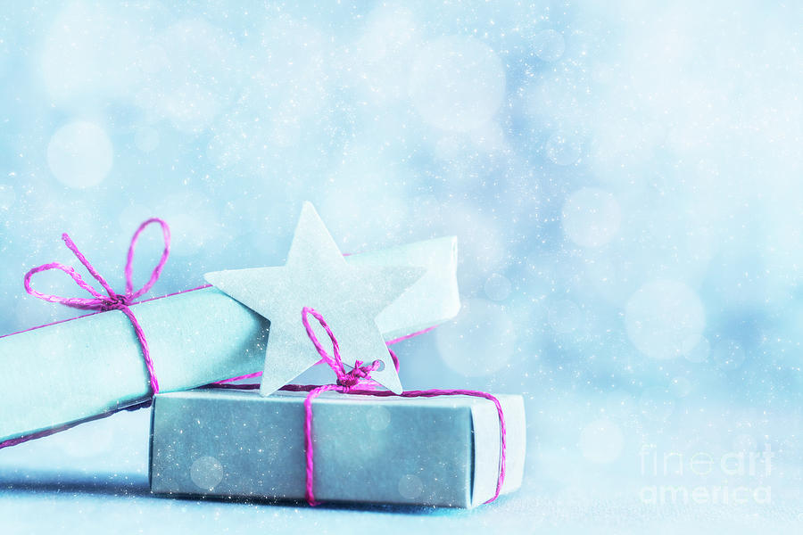 Retro gifts, present boxes on glitter background. Christmas Photograph by Michal Bednarek