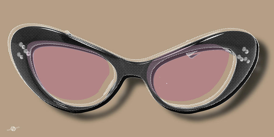 Retro Glasses Funky Pop Pink Rose Brown Painting by Tony Rubino