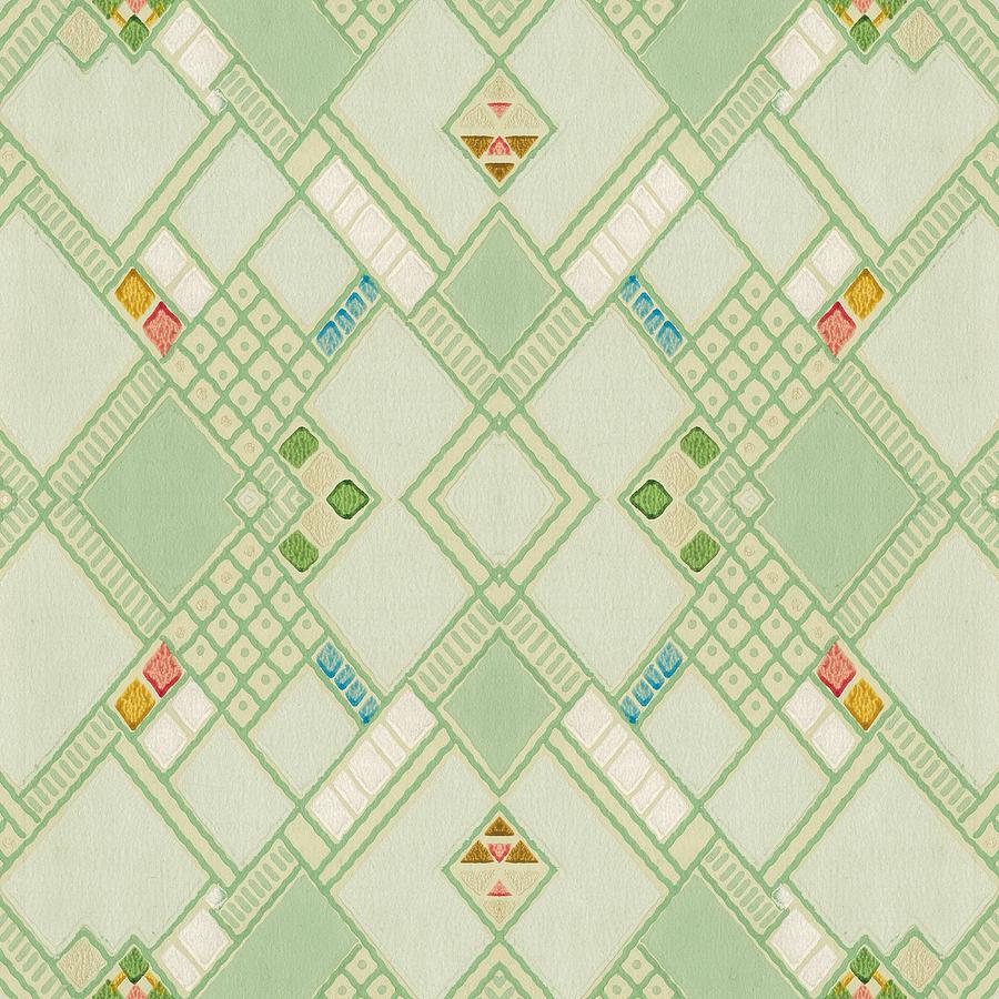 Retro Green Diamond Tile Vintage Wallpaper Pattern by Tracie Kaska Retro Green Diamond Tile Vintage Wallpaper Pattern by Tracie Kaska
